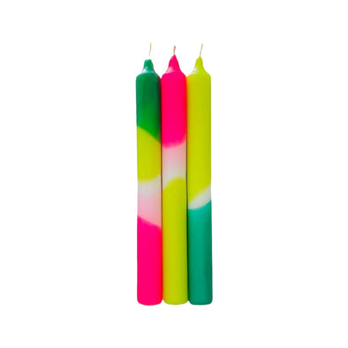 Dip Dye Neon Candle: Green Splash