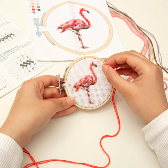 Mini Cross Stitch Kit: Flamingo