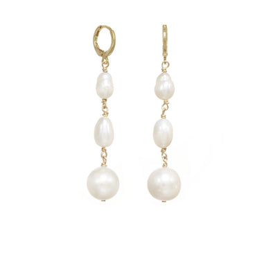 Huggies: Baroque Pearl + Pearl Combination | Gold