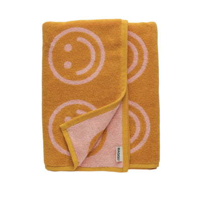 Bath Towel: Marigold Peach Happy