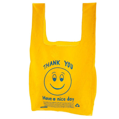 Bag: Blue Smiley on Yellow Fabric