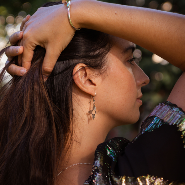 Enchantment: Silver Zia Dangle Earrings