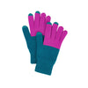 Colorblock Knit Touchscreen Gloves: Teal Magenta