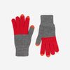 Colorblock Knit Touchscreen Gloves: Red Grey