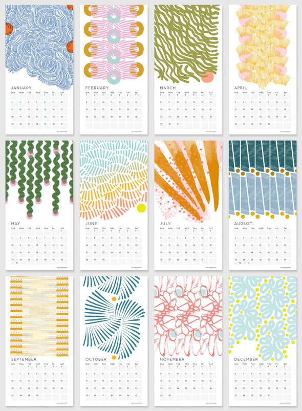 2026 Wall Calendar: Colorful Abstract Art Patterns, 6" x 11