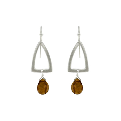 Earrings: Silver Triangle with Hessonite Garnet