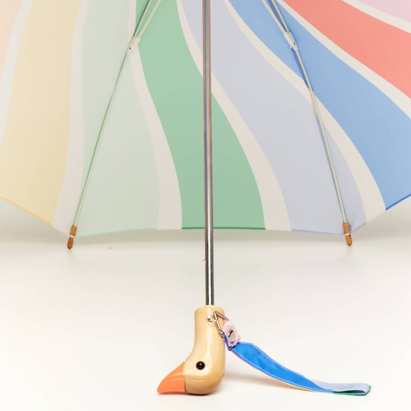Children's Duckling Umbrella: Meri Meri Rainbow Stripes