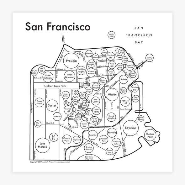 Letterpress Print: San Francisco 8" x 8"