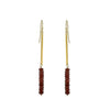 Earrings: Garnet On Gold Bar