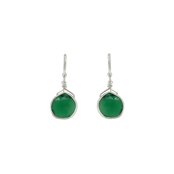 Earrings: Small Green Onyx