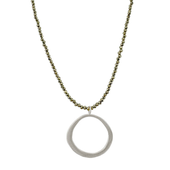 Necklace: Silver Circle on Pyrite Beads