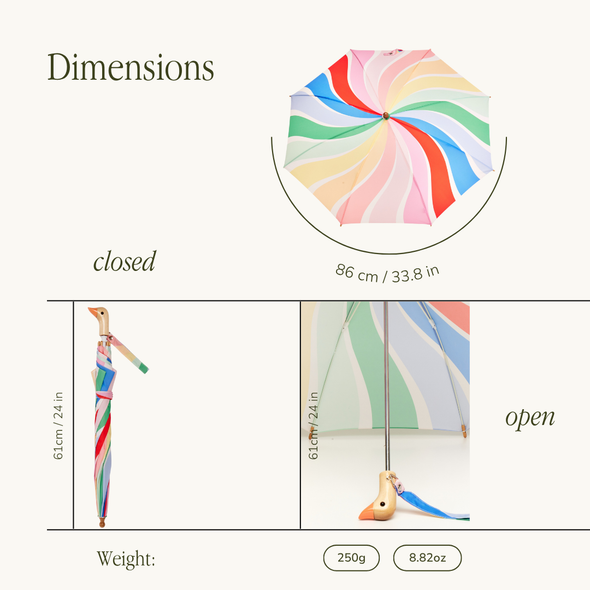 Children's Duckling Umbrella: Meri Meri Rainbow Stripes