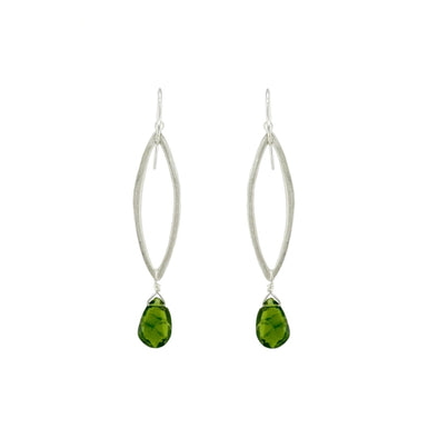 Earrings: Silver Leaf with Chrome Diopside