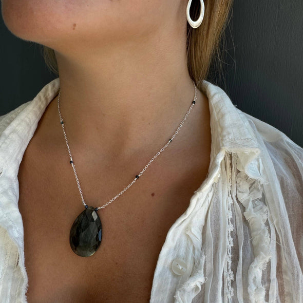 Necklace: Labradorite on Beaded Chain