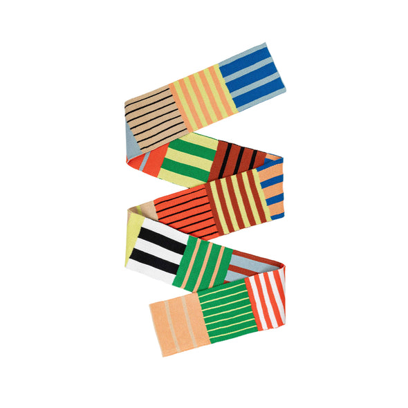 Patchwork Stripe Skinny Scarf