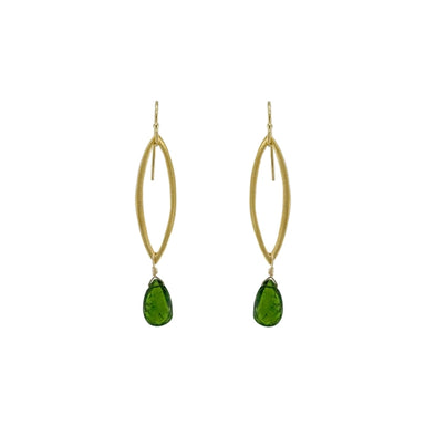 Earrings: Leaf with Chrome Diopside