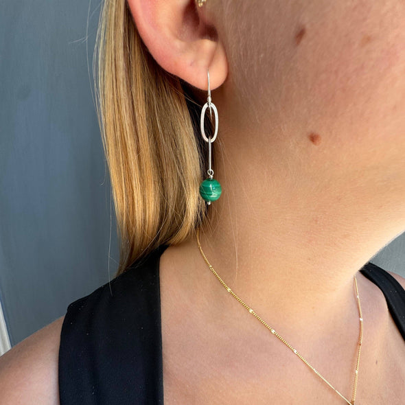 Earrings: Malachite Links