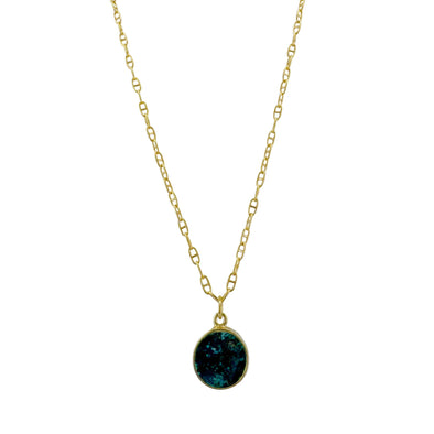Necklace: Chrysocolla Coin with Vermeil Chain