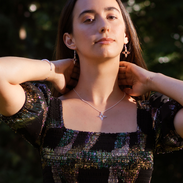 Enchantment: Silver Zia Dangle Earrings