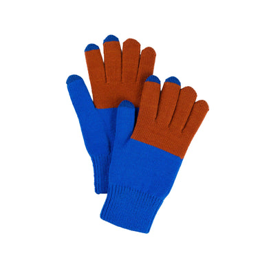 Colorblock Knit Touchscreen Gloves: Cobalt Rust