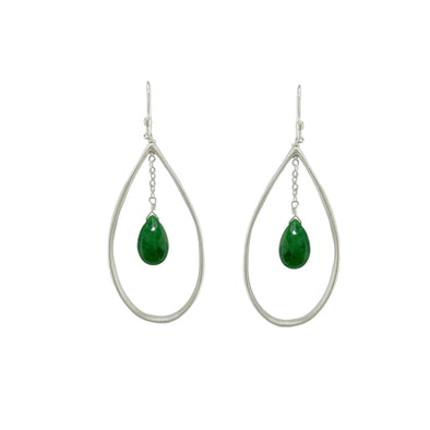 Earrings: Silver Drop with Emerald