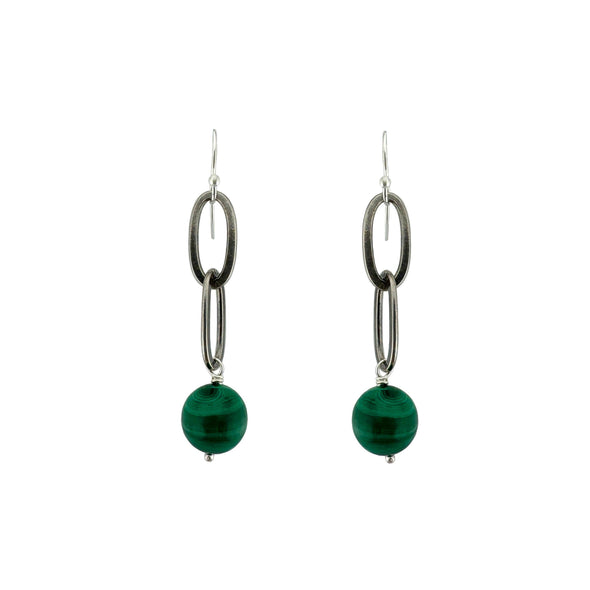 Earrings: Malachite Links