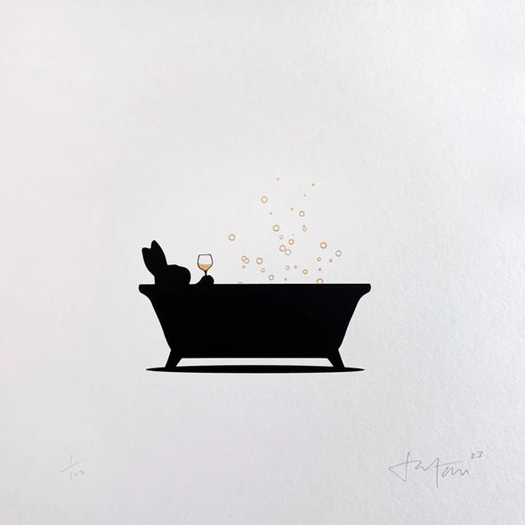 Print: Limited Edition Gold Bathtub Rabbit