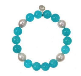 Bracelet: Blue Amazonite + Baroque Pearls