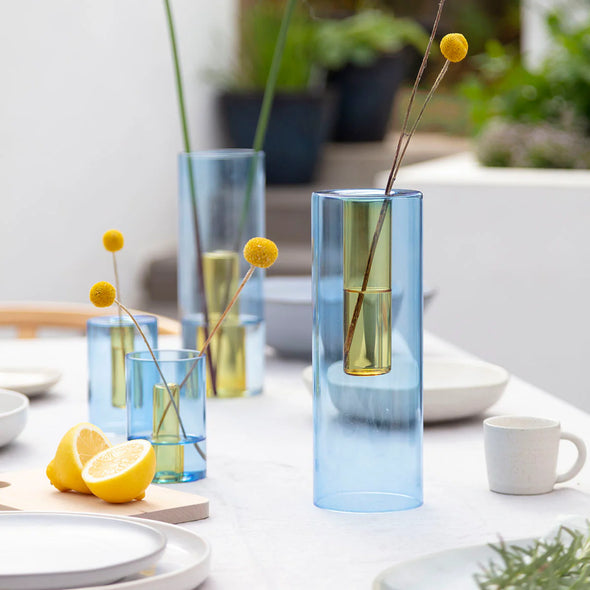 Large Reversible Vase: Blue/Yellow