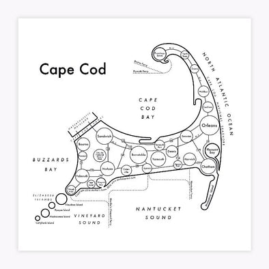 Letterpress Print: Cape Cod 8" x 8"