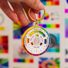 Color Wheel Enamel Keychain: WHITE/GOLD