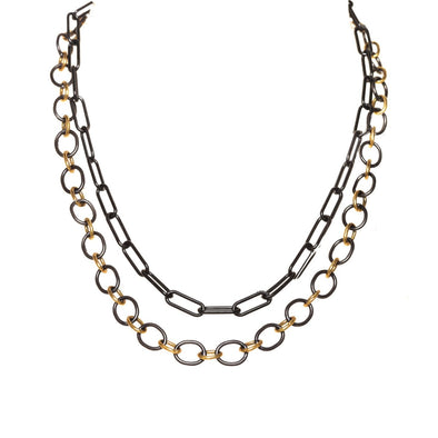 Necklace: Black Italian Paper Clip Chain