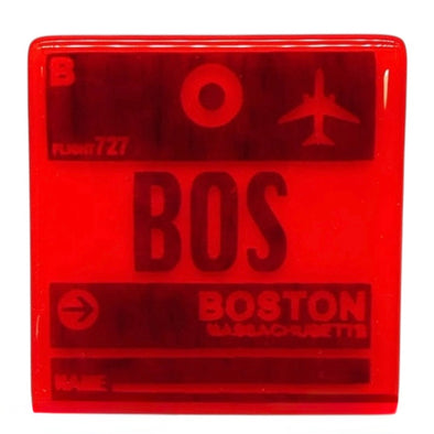 Glass Coaster: Boston Luggage Tag