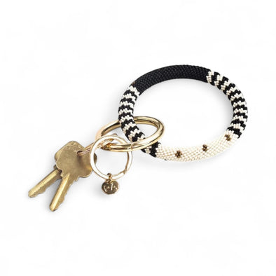 Bracelet: Beaded Key Ring Ivory/Black