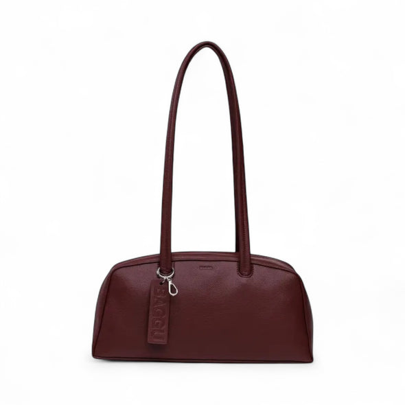 Recycled Leather Bowler Bag: Mahogany