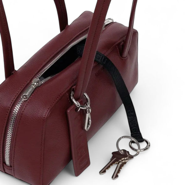 Recycled Leather Bowler Bag: Mahogany