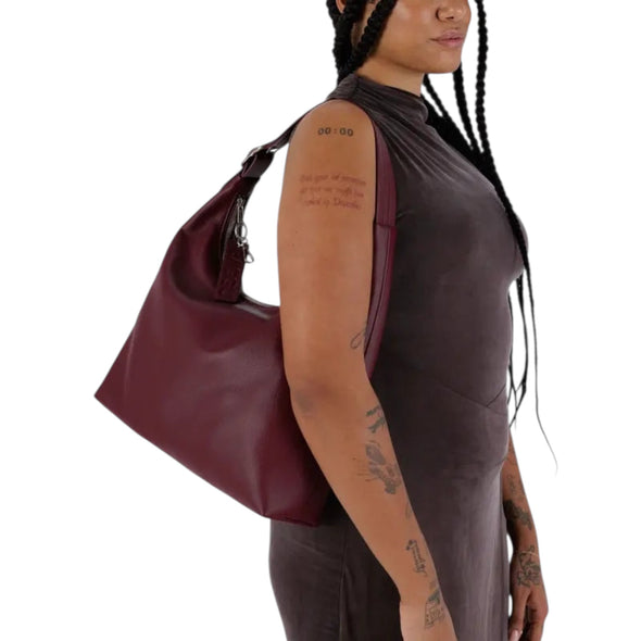 Recycled Leather Shoulder Bag: Mahogany