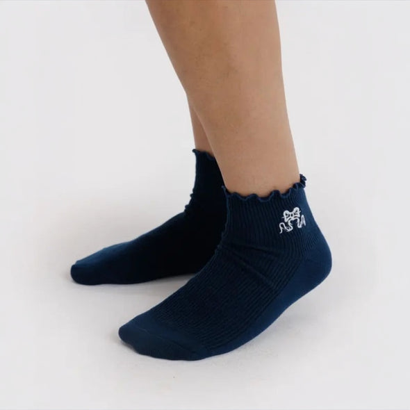 Lettuce Edge Socks Set of 2: Mahogany & Navy Icons