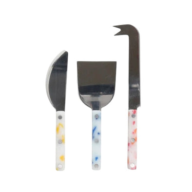 Cheese Knives: White with Red/Yellow/Blue