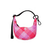 Crescent Bag Charm: Pink Star Plaid