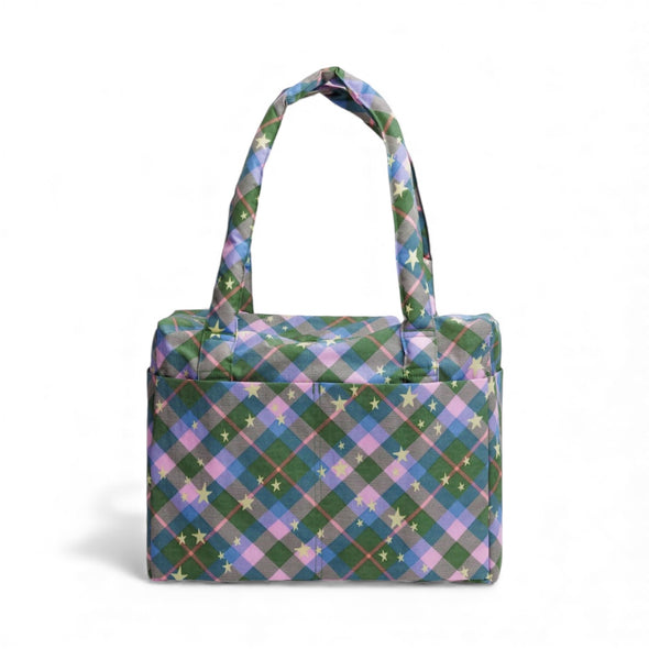 Small Cloud Carry-On: Green Star Plaid