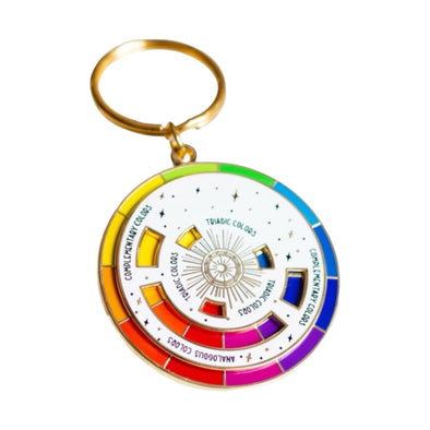 Color Wheel Enamel Keychain: White / Gold
