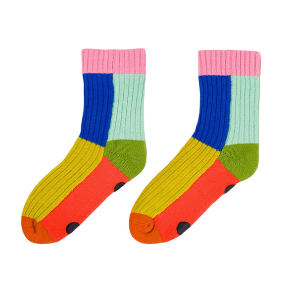 Kaleidoscope House Socks: Golden Olive Cobalt