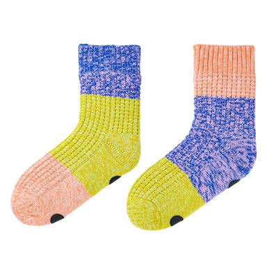 Trio Waffle House Socks: Peach/Cobalt