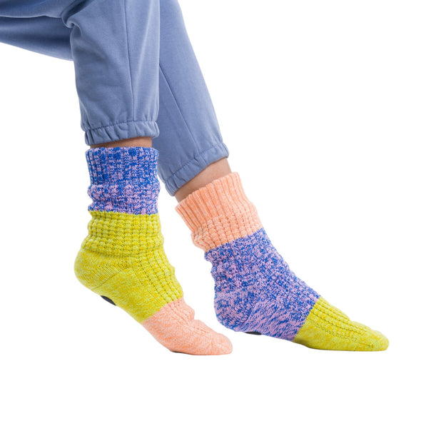 Trio Waffle House Socks: Peach/Cobalt