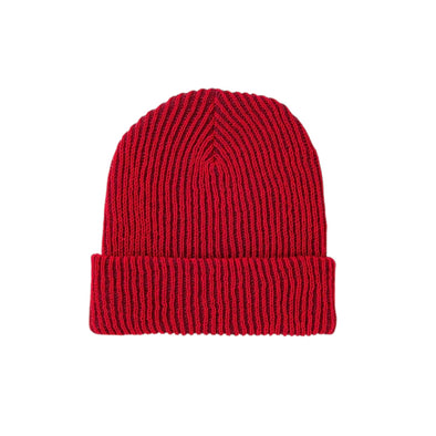 Rib Knit Hat: Ruby Red