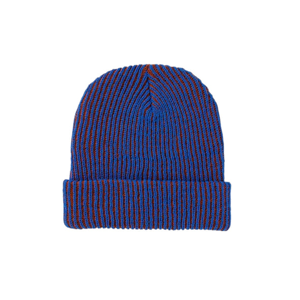 Rib Knit Hat: Cobalt/Rust