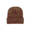 Rib Knit Hat: Lime/Wine Red