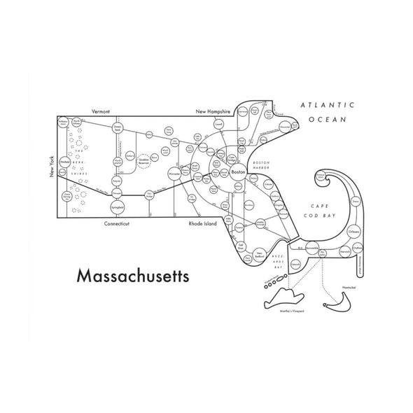 Letterpress Print: Massachusetts 8.5" x 11"