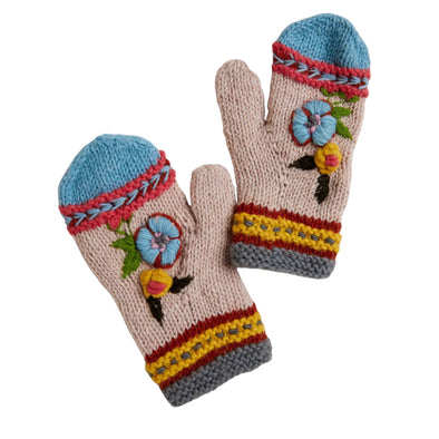 Hand-Knit Mittens: Sand